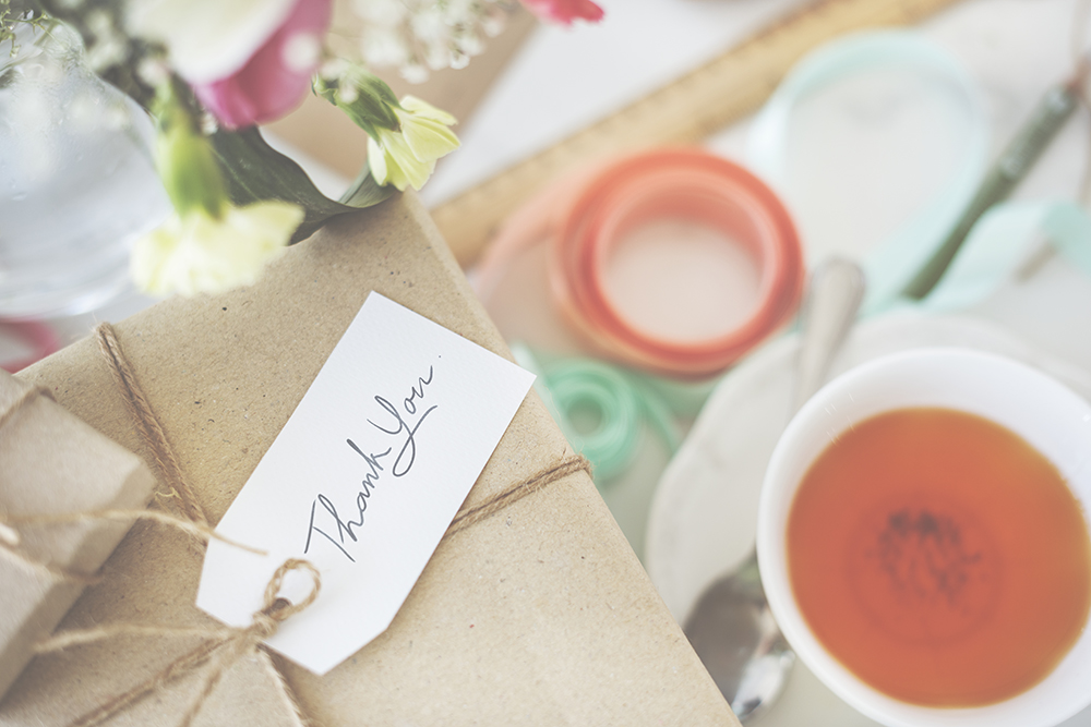 Present box with label tag